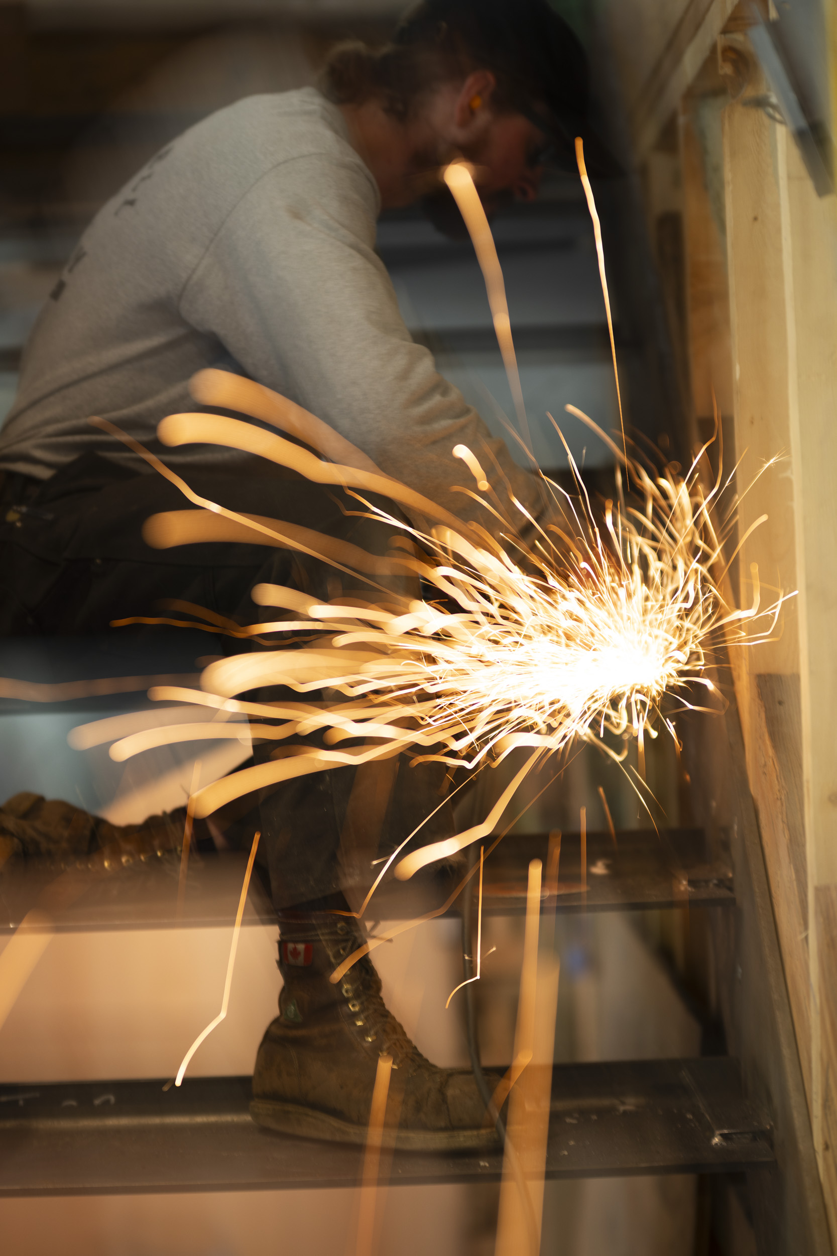 Broadwell Metal employee with sparks flying